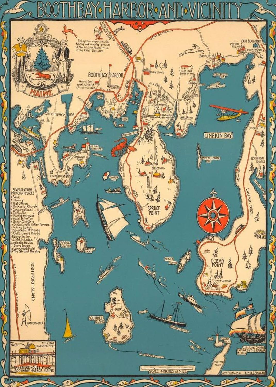 Amazon.com: 1000 Piece Jigsaw Puzzle | 1931 Maine Puzzle map