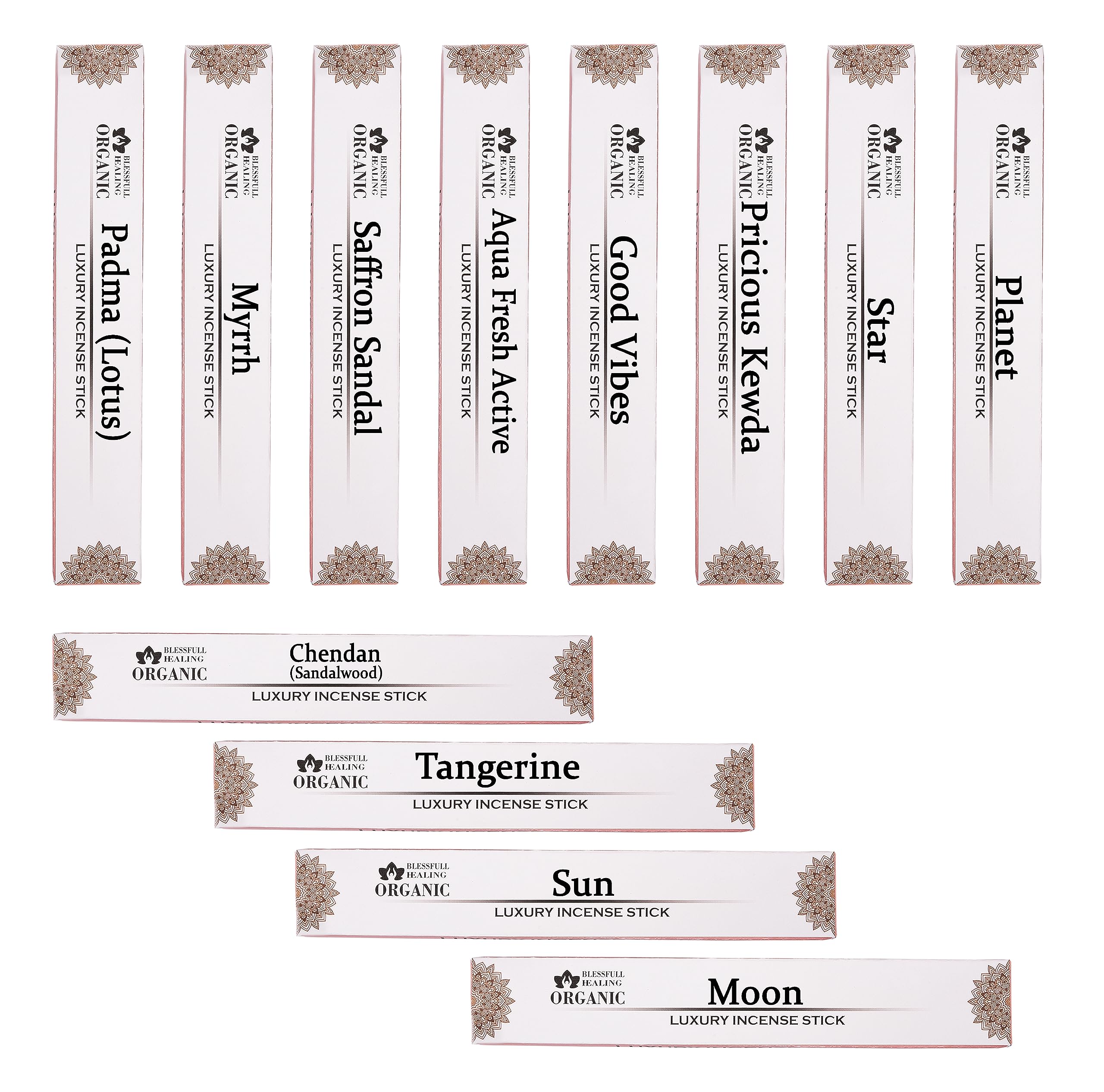 Blessfull Healing Luxury Assorted Incense Sticks Hand Rolled 12 Pack x 20 Sticks (Combo #72)