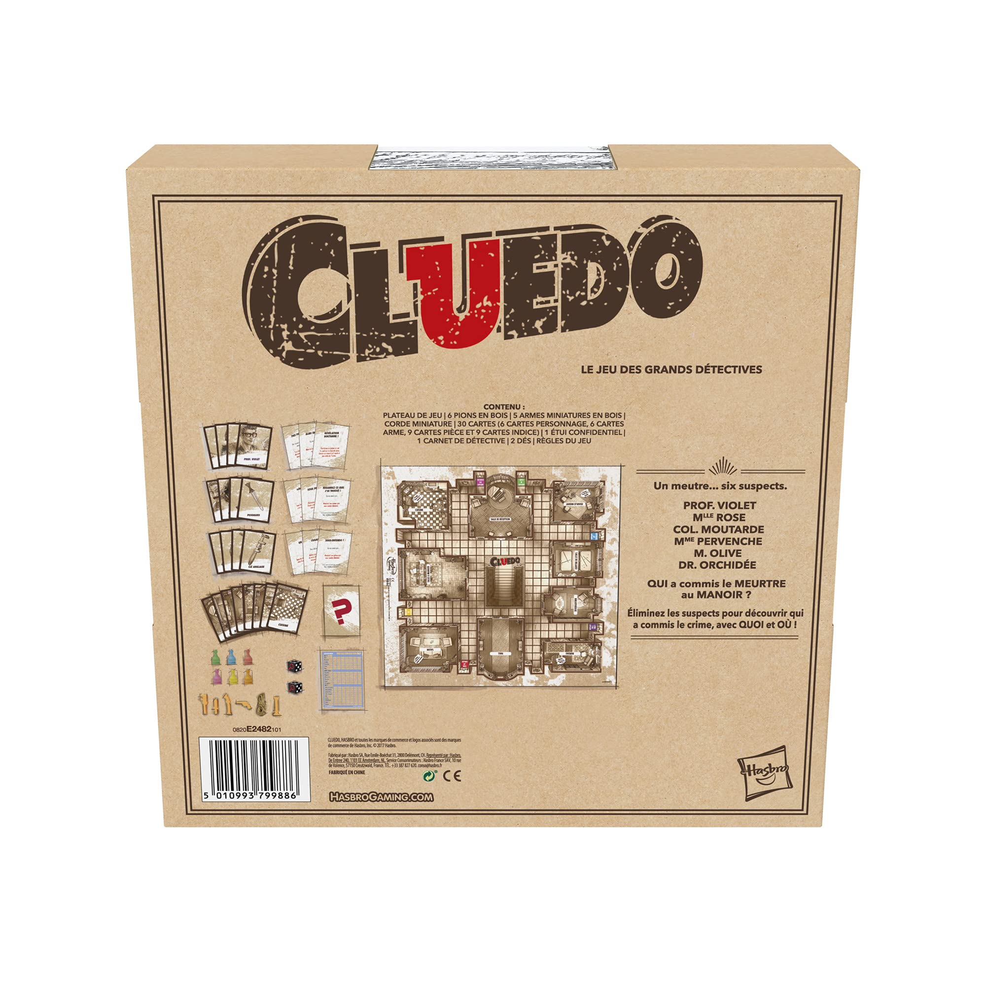 Hasbro Gaming Cluedo Clásico – Juego De Mesa De Misterio En Español, 2-6 Jugadores, Incluye Tablero Y Accesorios