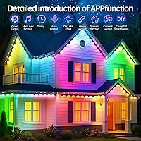 Vista 3 de Luces de Cadena para Exteriores Permanentes 330 pies RGB+IC, Control por Aplicación, Funciona con Alexa, Asistente de Google, Resistente al Agua