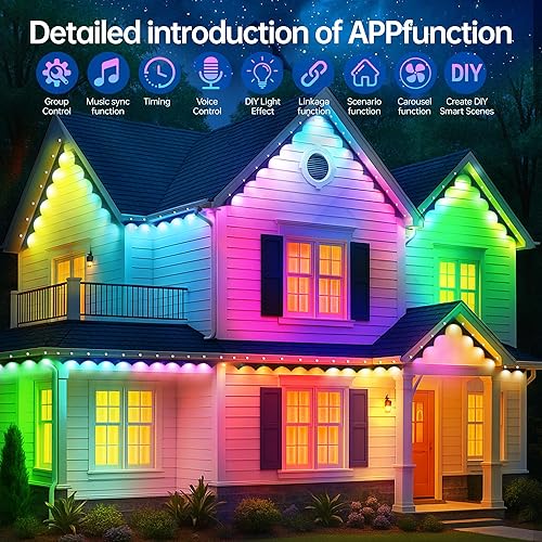 Miniatura 3 de Luces permanentes para exteriores de 330 pies RGB+IC para exteriores, control de aplicación, funciona con Alexa, Google Assistant IP67 impermeable,