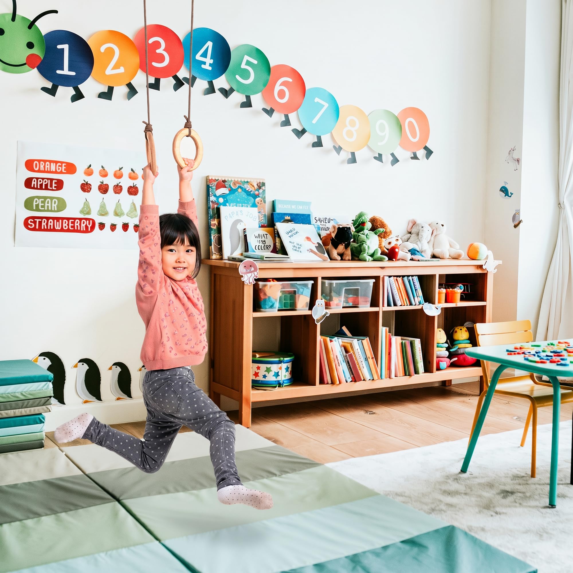 Ensemble de jeu pour enfants – Gymnases de la jungle – Kit de gymnastique intérieur/extérieur – Balançoire, échelle d'escalade, anneaux