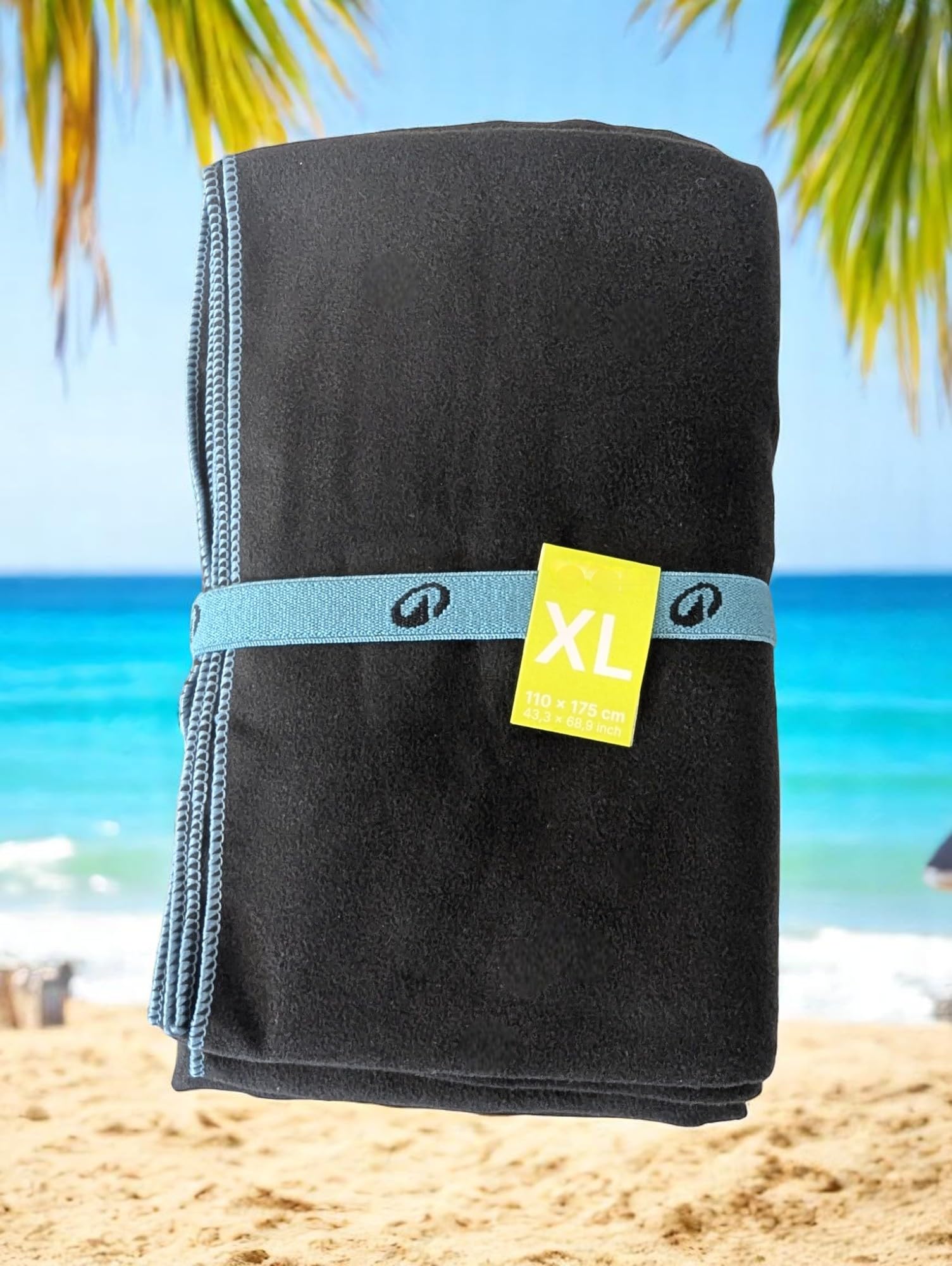 Nabaiji Ręcznik z mikrofibry XXL, podróże, sport, pływanie, wędrówki, szybkoschnący, z mikrofibry, ultra lekki, na plażę, gimnastykę, super chłonne ręczniki, 110 cm x 175 cm (czarny)