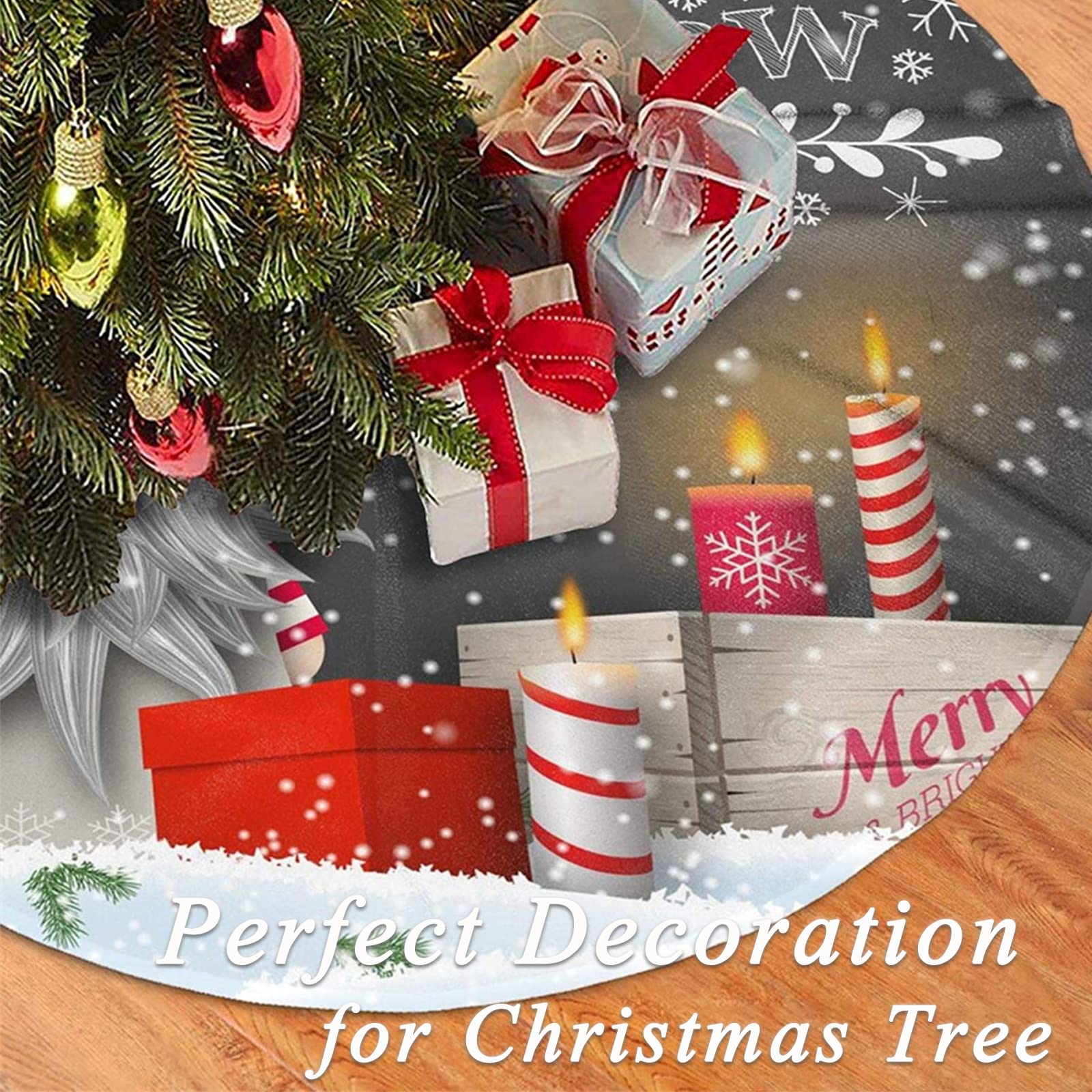 Cache Pied Cadeaux Déco Ambiance Cache Pied Sapin De Noel Jute Jupe De Sapin De Noël De 122 Cm - Couverture Souple - Flocon De Neige - Jupe De Sapin Tapis Pour