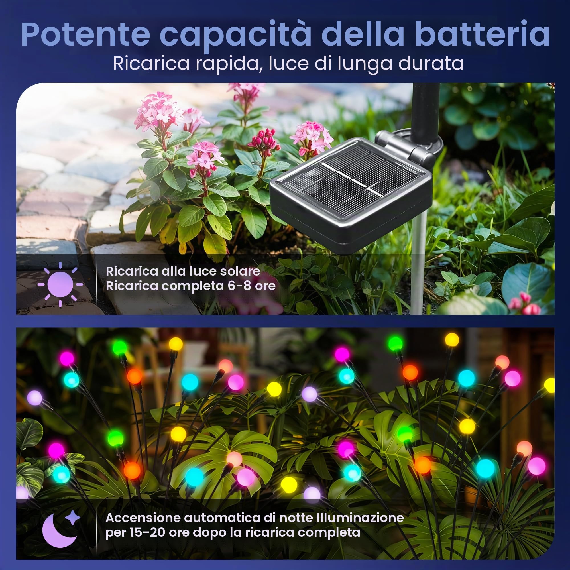 Luci solari da giardino, decorazione natalizia, 40 luci solari a lucciola, luci oscillanti solari nel vento, per la decorazione di cortile, terrazza, sentiero (confezione da 4)