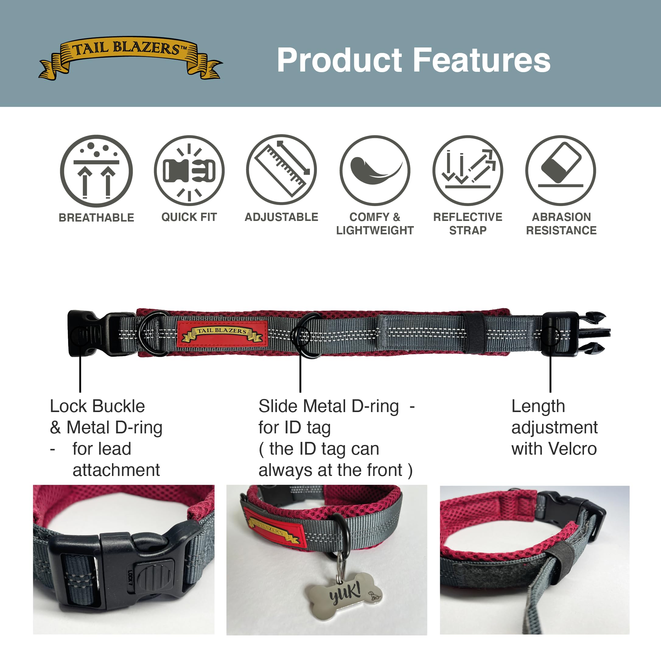 Tail Blazers Adjustable Basic Dog Collar. Light Weight, Durable - Image 3