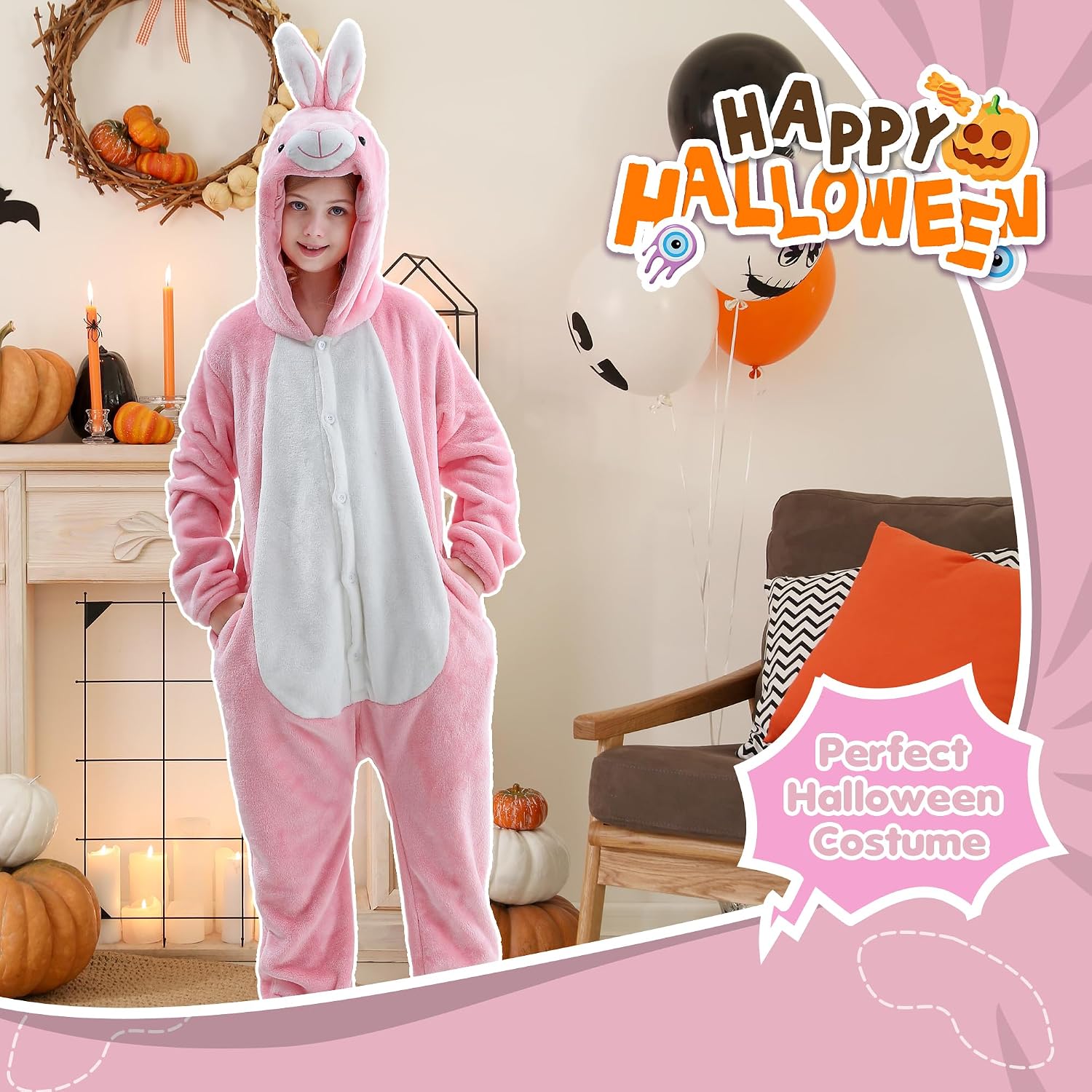 MICHLEY Animal Hooded Romper Kids Flannel Halloween Cosplay Pajamas Costume 3-12T for Autumn Winter