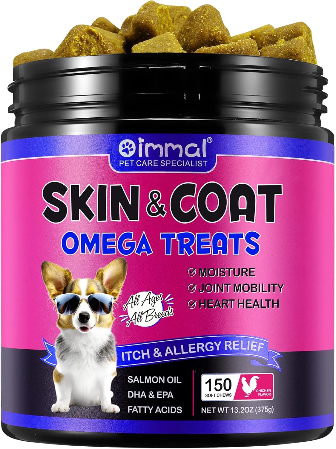 Omega 3 Treats for Dogs(150PCS Chicken Flavor),Omega 3 for Dogs Omega
