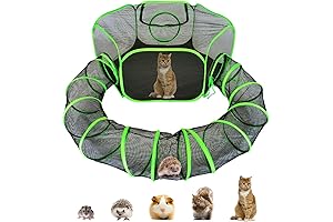 Small Animal Playpen for Chinchillas, Guinea Pigs, Hedgehogs, and Rabbits with Fun Surround Tunnel