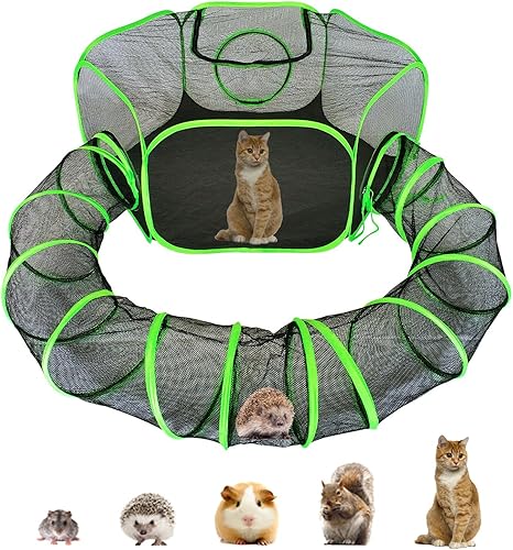 HEYHOME Corralito de conejillos de indias con divertido túnel envolvente, transpirable y transparente, con cubierta superior antiescape (patente