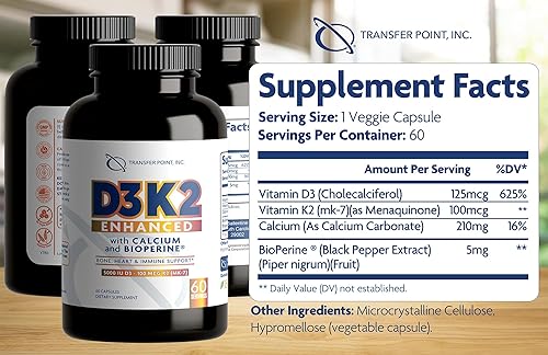 Miniatura 5 de D3K2 mejorado con Calcio y BioPerine