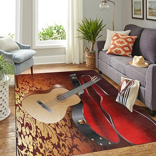 Miniatura 2 de Alfombra de guitarra musical para sala de estar, dormitorio, 6 x 9 pies