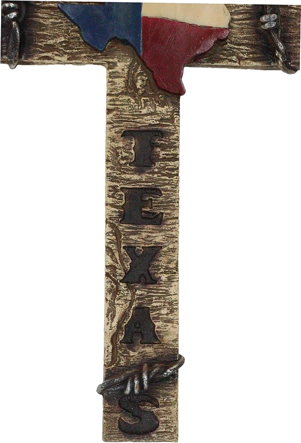 Ebros Gift Rustic Western Lone Star Texas State Flag Barbed Wires With Word Art Wall Cross Decor Plaque Faux Wooden Finish Christian Catholic Decorative Accent Crosses