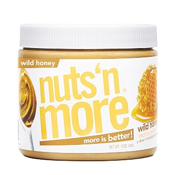 Nuts N More Wild Honey Peanut Butter, High Protein, Low Sugar, 15 oz Jar