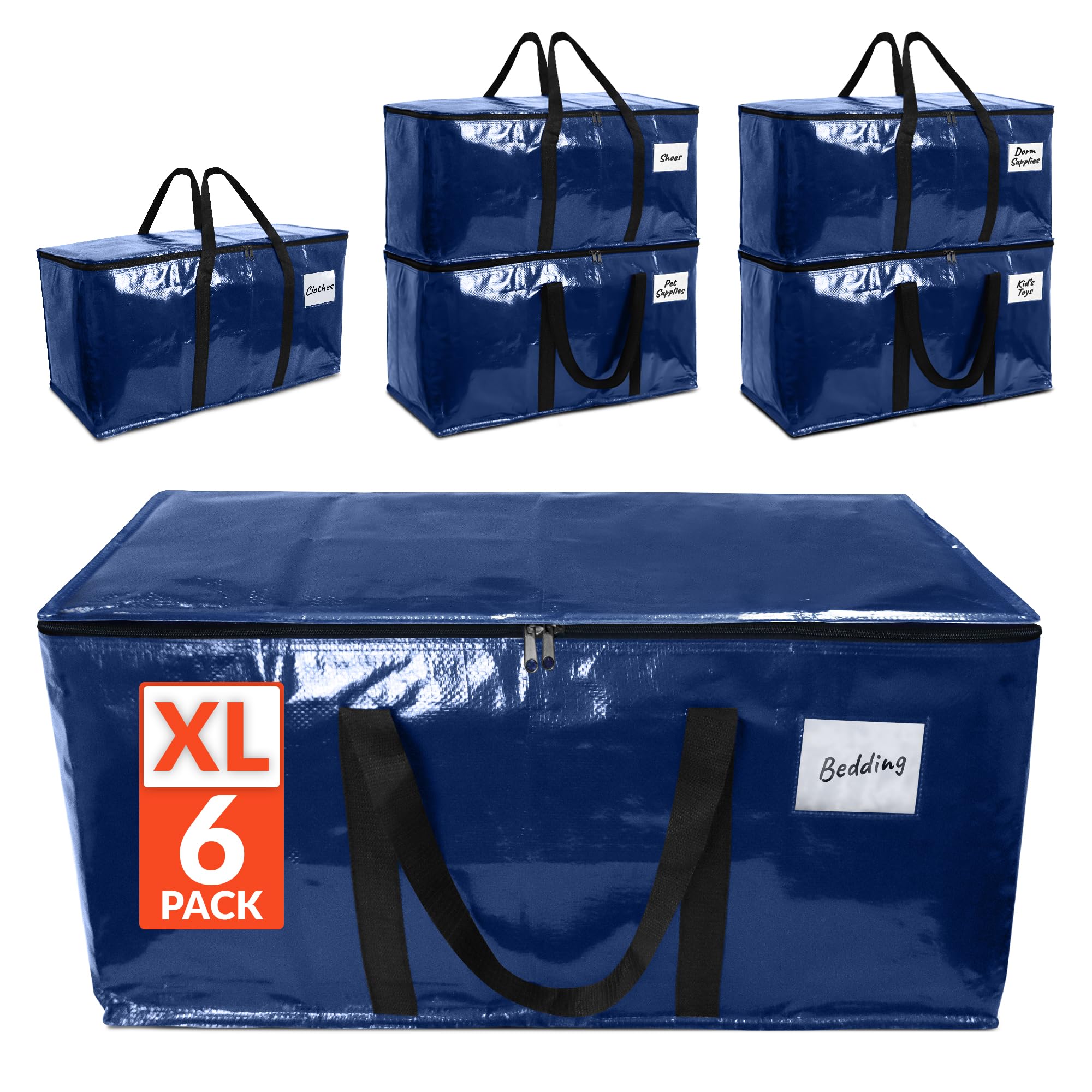 Reli. Moving Bags Heavy Duty (6 Pack) Blue, Extra Large Totes
