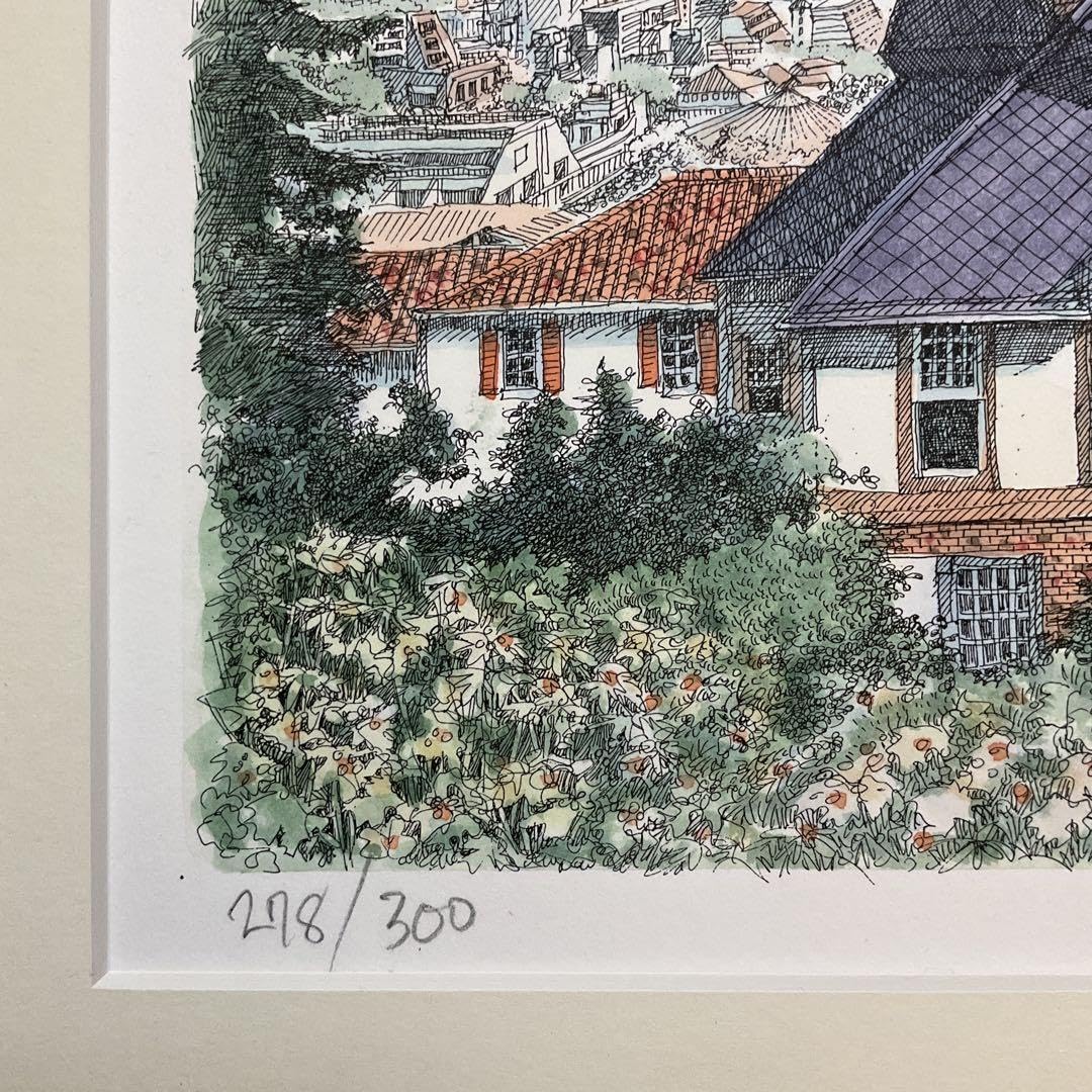 絵画・額縁・織田義郎・風みどりⅣ・リトグラフ+手彩色・美術品・インテリア・雑貨 絵画・額縁・織田義郎・風みどりⅣ・リトグラフ+手彩色・美術品