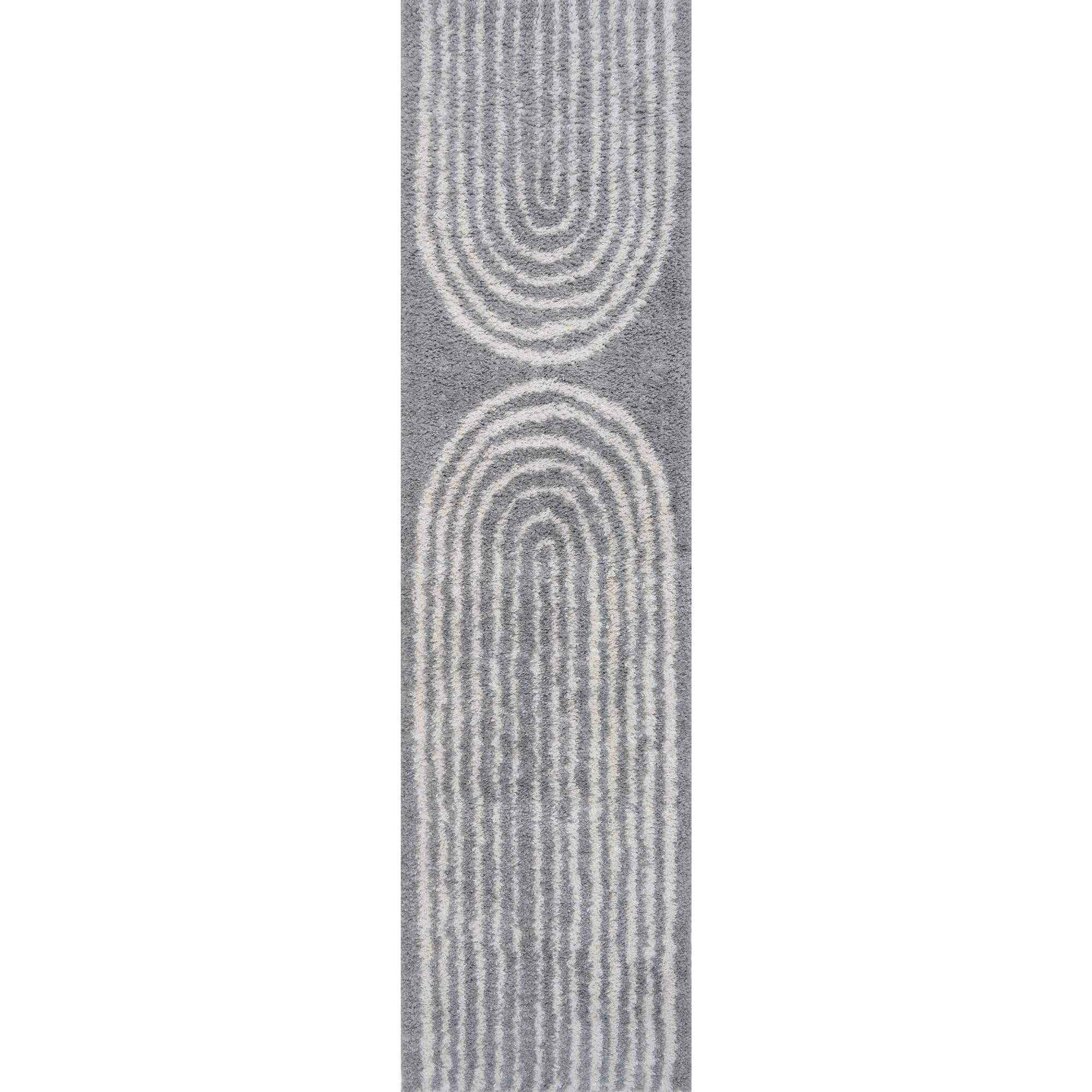 The Rugs Unisex Grey Moodi Rainbow Design Shaggy Soft High Pile Living Room Rug Runner In 80Cm X 300Cm
