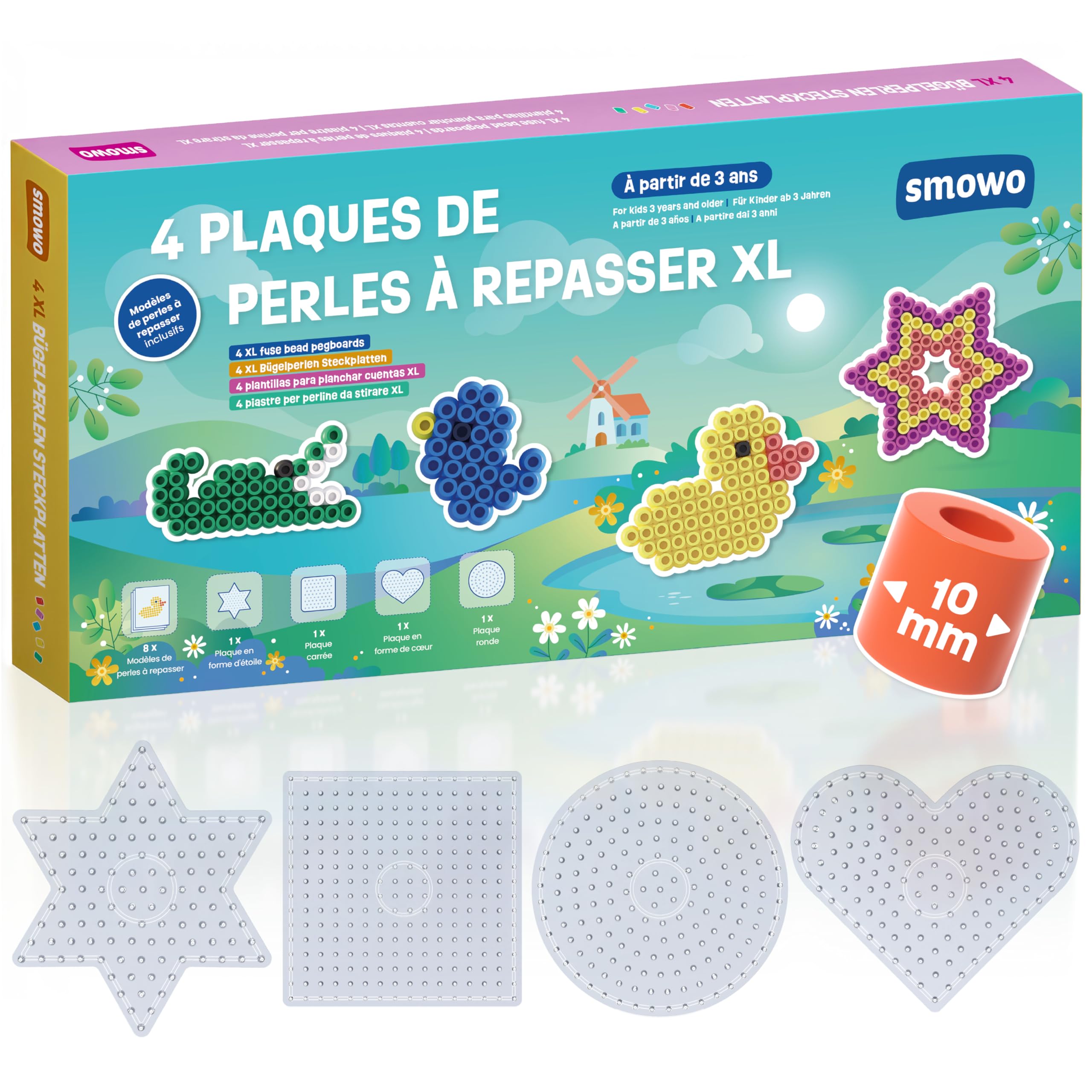 Plaques De Perles à Repasser Smowo – Animaux (chien, Chat, Oiseau, Lapin) – Format 10 Mm, XL – Dès 3 Ans