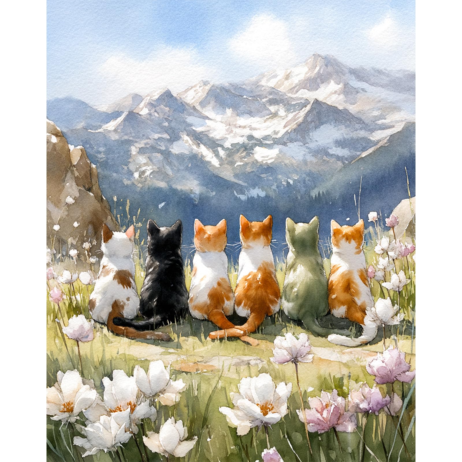 AIRDEA Adorable Cats Paint by Numbers for Adults, Mountains Adult Paint by Numbers, Painting by Number Kits Canvas for Beginners for Gifts Home Wall Decor 16x20inch (No Frame)