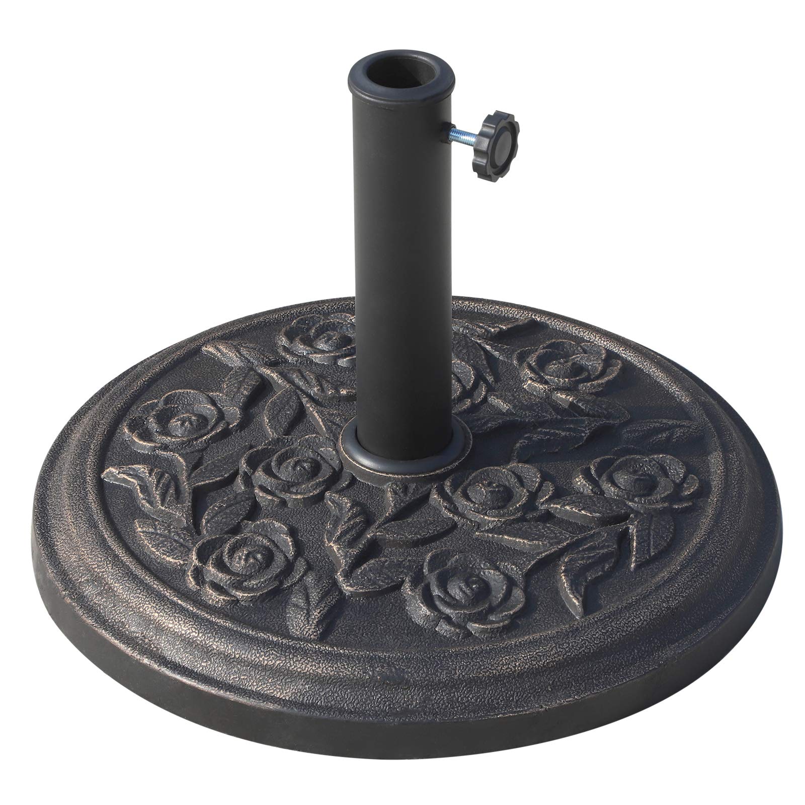Outsunny Base para Sombrilla de Jardín de 9 kg Soporte de Parasol Redondo de Resina para Postes de 38mm/48mm Ø45,5x31 cm Bronce