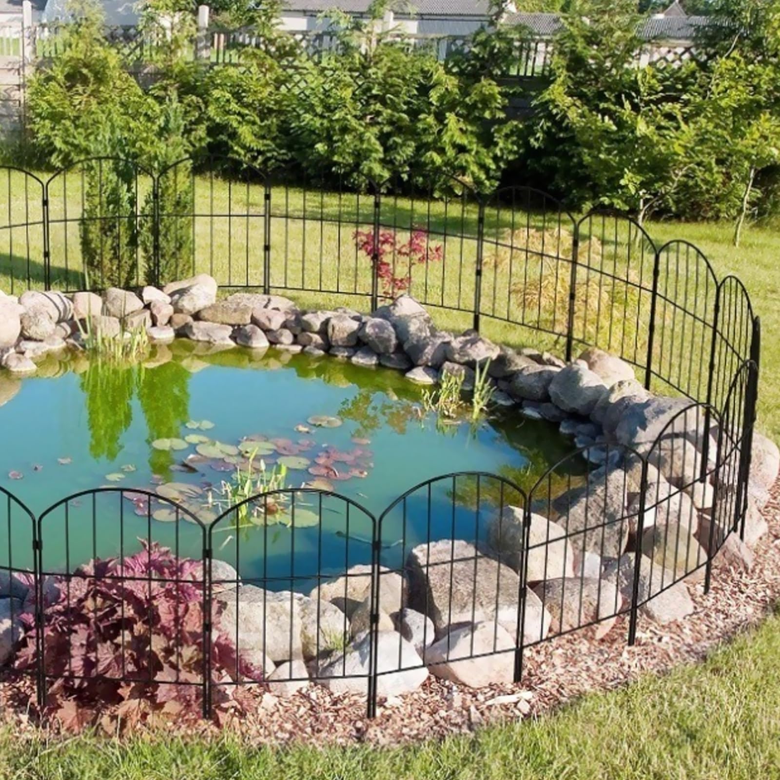 Valla De JardíN, 10 Unidades De Valla Para Perros Vallas De Estacas Arqueadas Vallas MetáLicas Decorativas Inoxidables Para Perros Y Conejos Patio Exterior 61x33 Cm Sin Necesidad De Excavar