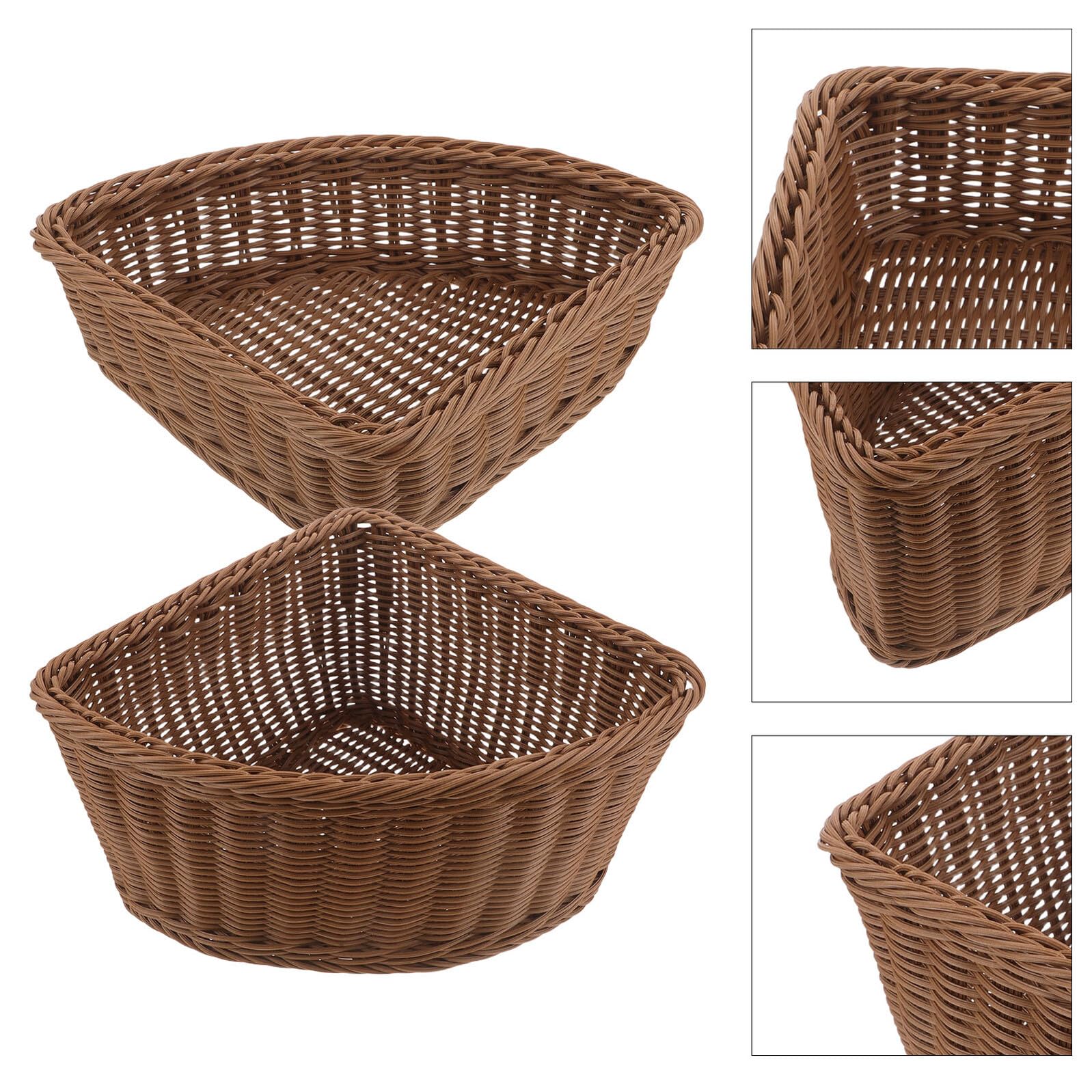 POPETPOP Cestini Angolari Intrecciati in Plastica Effetto Rattan da 10 Pollici Set 2 Pezzi Semicircolari per Armadio e Lavanderia Vassoio Portaoggetti Triangolare Resistente e Versatile