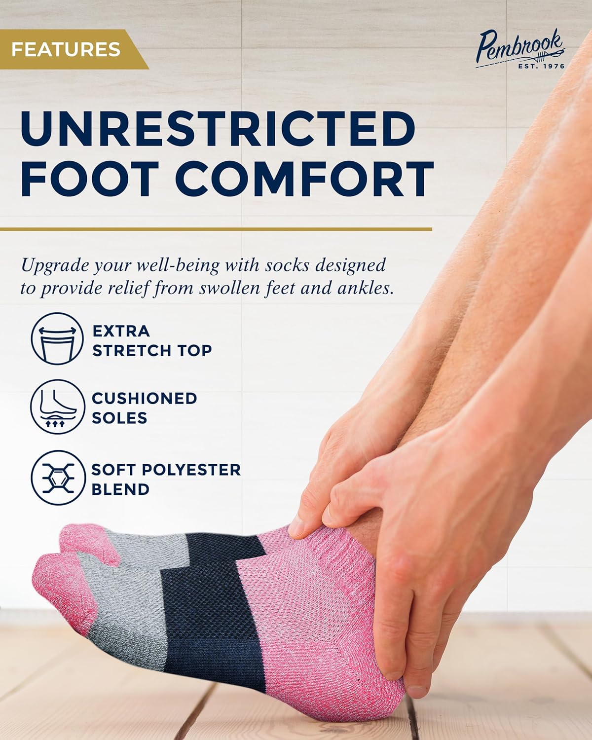 Pembrook Ankle Diabetic Socks for Women and Men - 6 Pairs | Low Cut Neuropathy Socks for Women | Smooth Toe Seams - Image 2