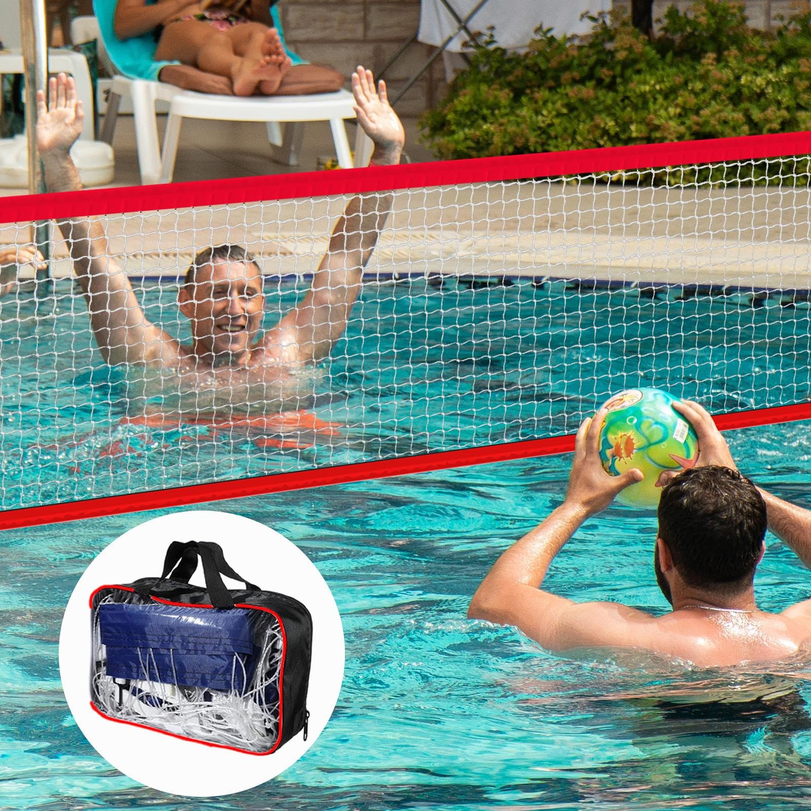 Schwimmbad Volleyballnetz - Pool Volleyball Spiel - Verstellbares Badminton Sportspiel Für Outdoor Garten Party Erwachsene