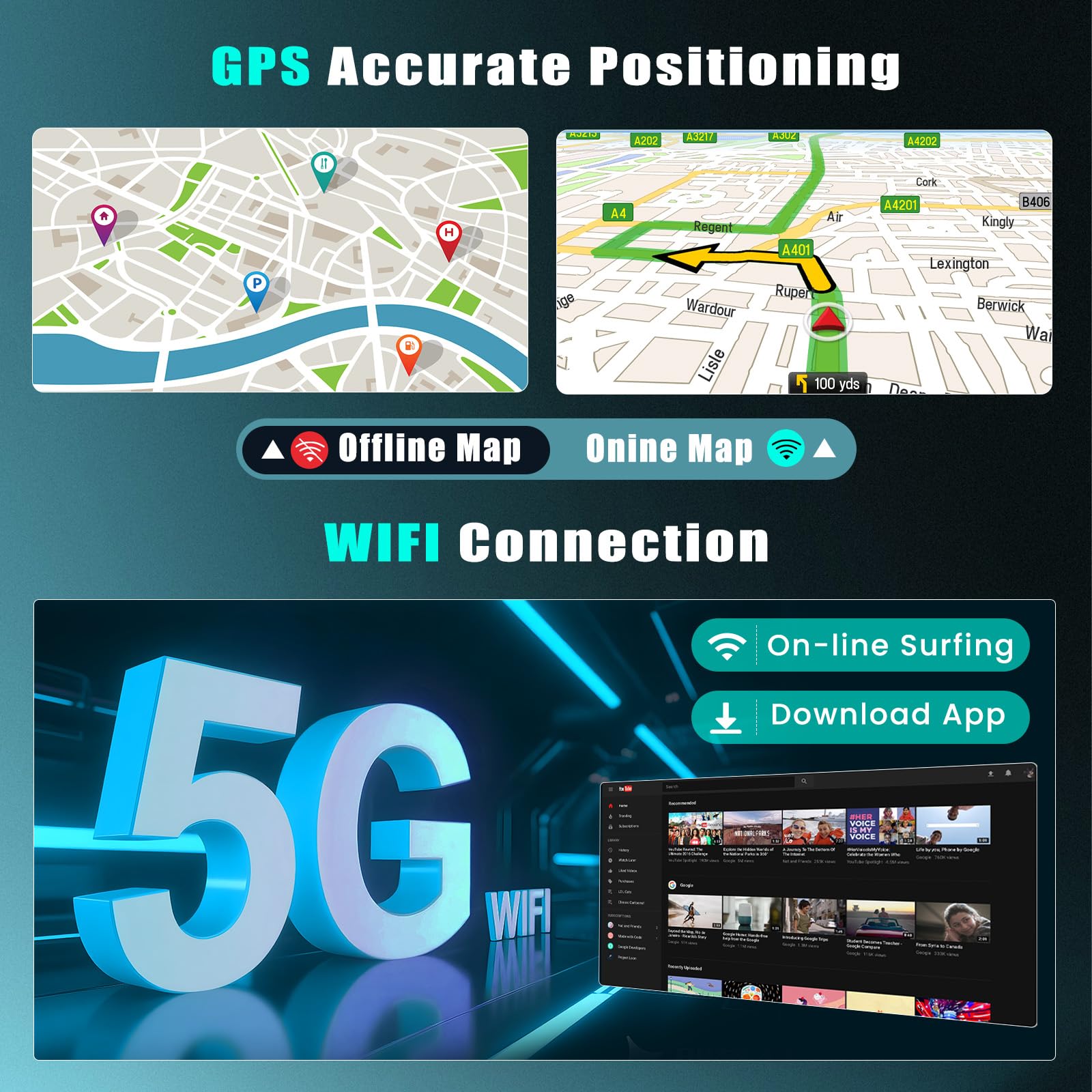 2+64G 7" Autoradio pour VW T5 Golf 5 6 Polo Sharan Seat Passat Tiguän | IPS Écran Tactile Wireless Carplay Autoradio 2 DIN GPS Navi Bluetooth WiFi FM/RDS Caméra de Recul DSP 2+64G