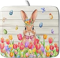 Vista 109 de Tapete de secado de platos con diseño de pájaro rojo de Feliz Navidad, absorbente y de secado rápido, protector para encimera de cocina, 18 x 24