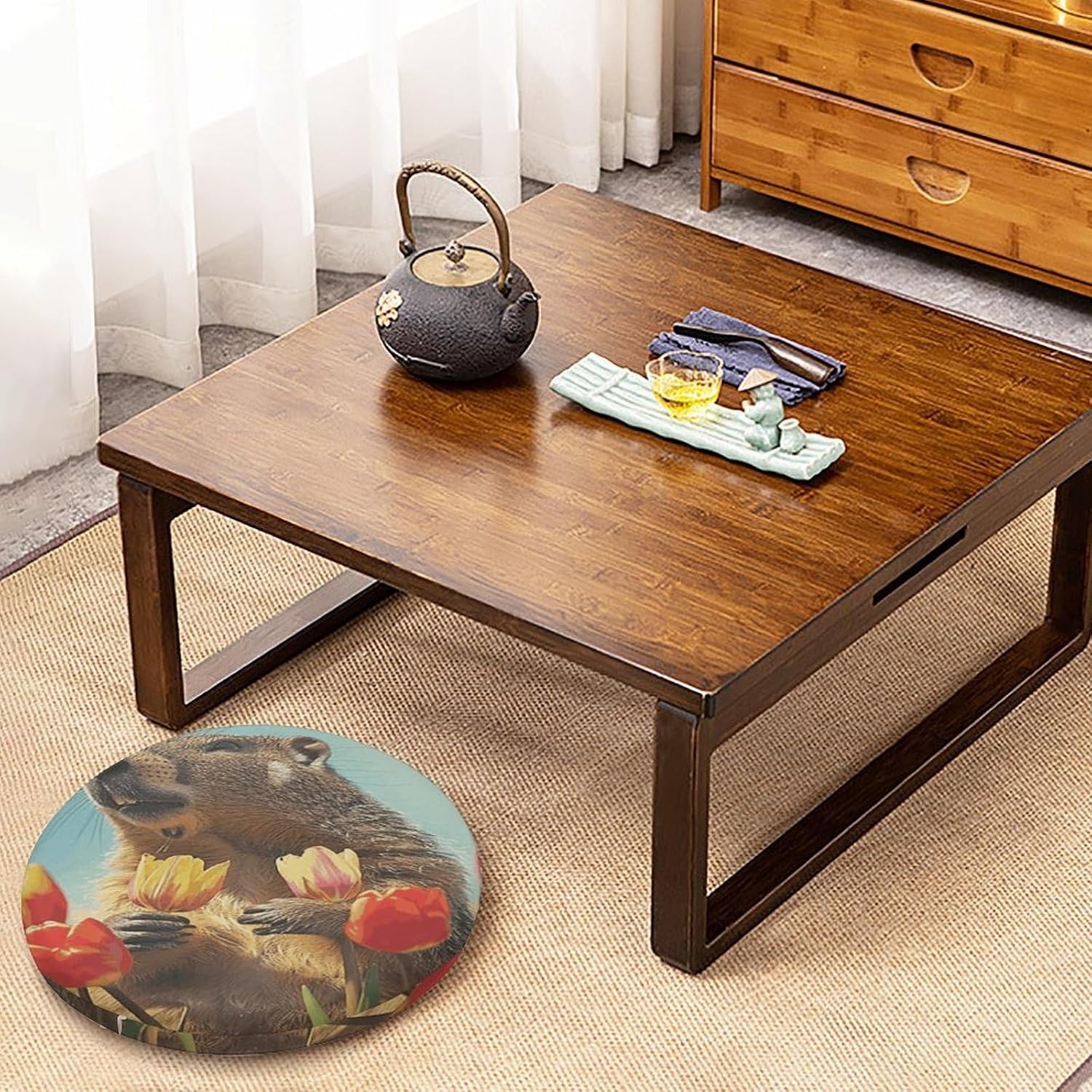 Marmot and Tulips Chair Cushions Floor Pillow Chair Pad