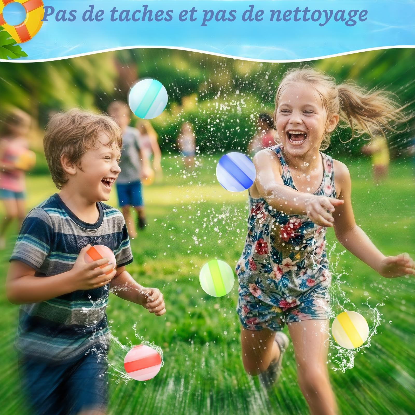 12 PCS Bombe a eau Réutilisable, Remplissage Rapide en Silicone pour Enfant et Adulte, Jouet de Piscine et Plage, Jeux d'Extérieur Été