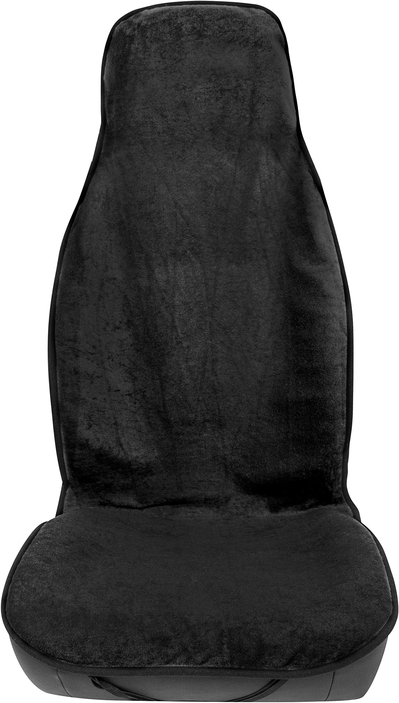 PIC AUTO Sweat Towel Seat Cover Protector Soft Plush Waterproof Fabric for After Workouts, Beach, Dog Park, Machine Washable, Easy On and Off (Black)