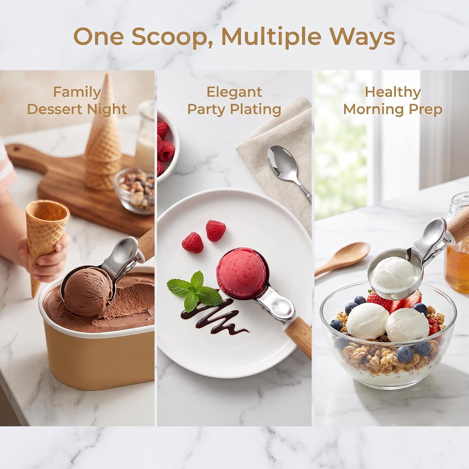 2 OZ Ice Cream Scoop with Trigger - Set of 2