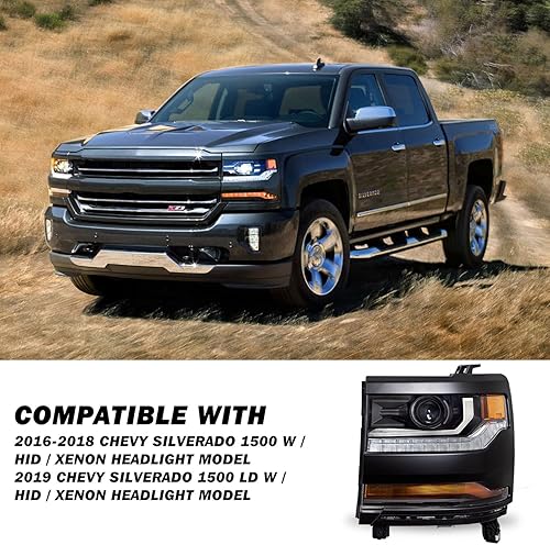 Miniatura 5 de SOCKIR HIDXenon Fit para Chevy Silverado 15002019 Chevy Silverado 15002019 Chevy Silverado 1500 LD 2016 2017 2018 Conjunto de faros delanteros con
