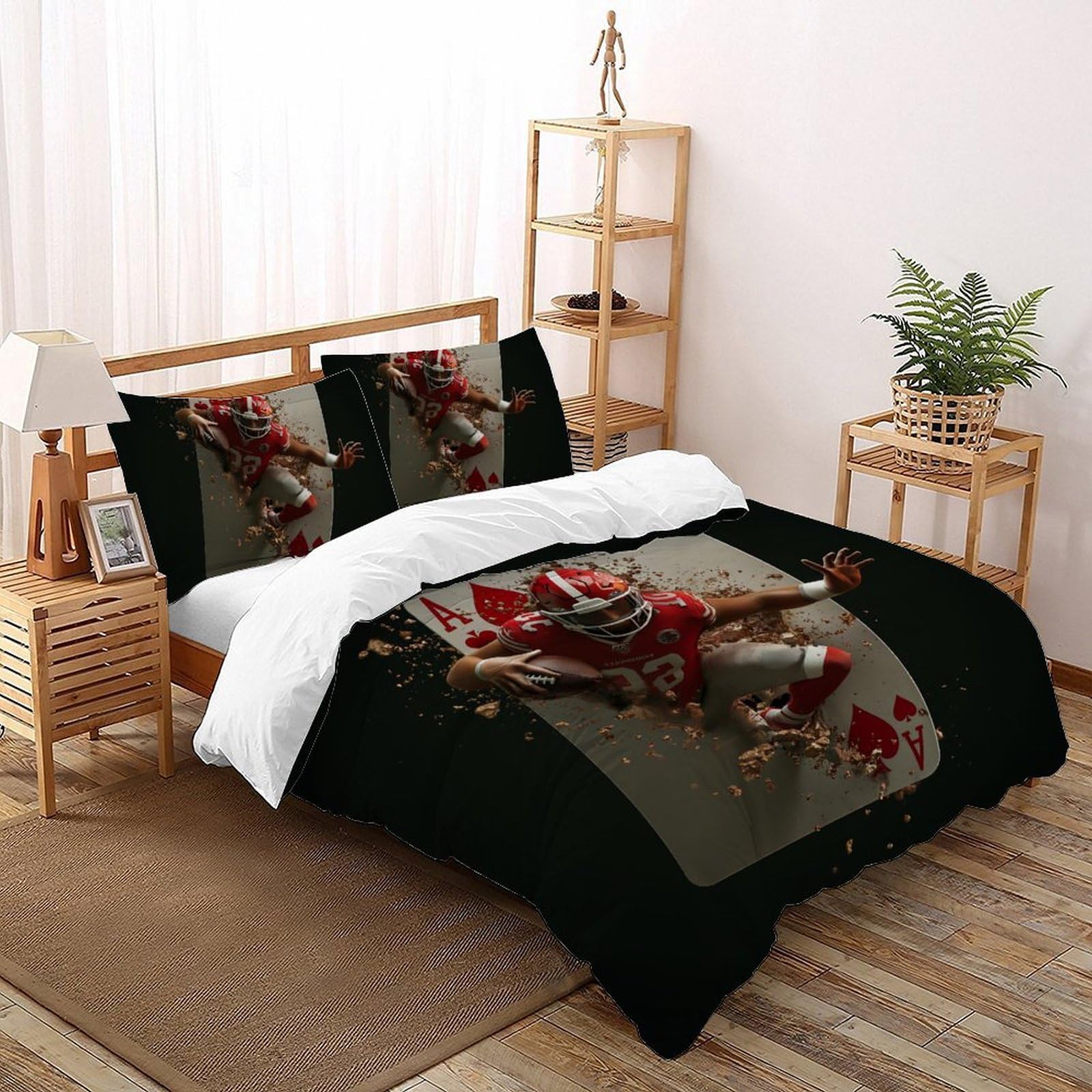 Housse de couette baseball zippée et facile d'entretien lit double