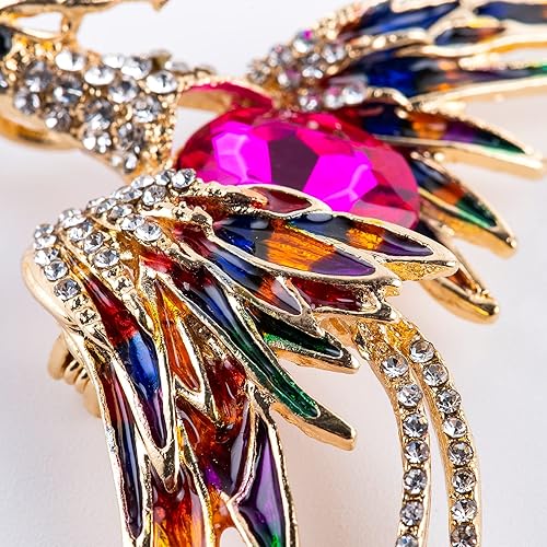 Vista 5 de Goture Phoenix - Broche de cristal esmaltado con diamantes de imitación, estilo elegante, para banquete, llama, pájaro, resurrección, accesorios