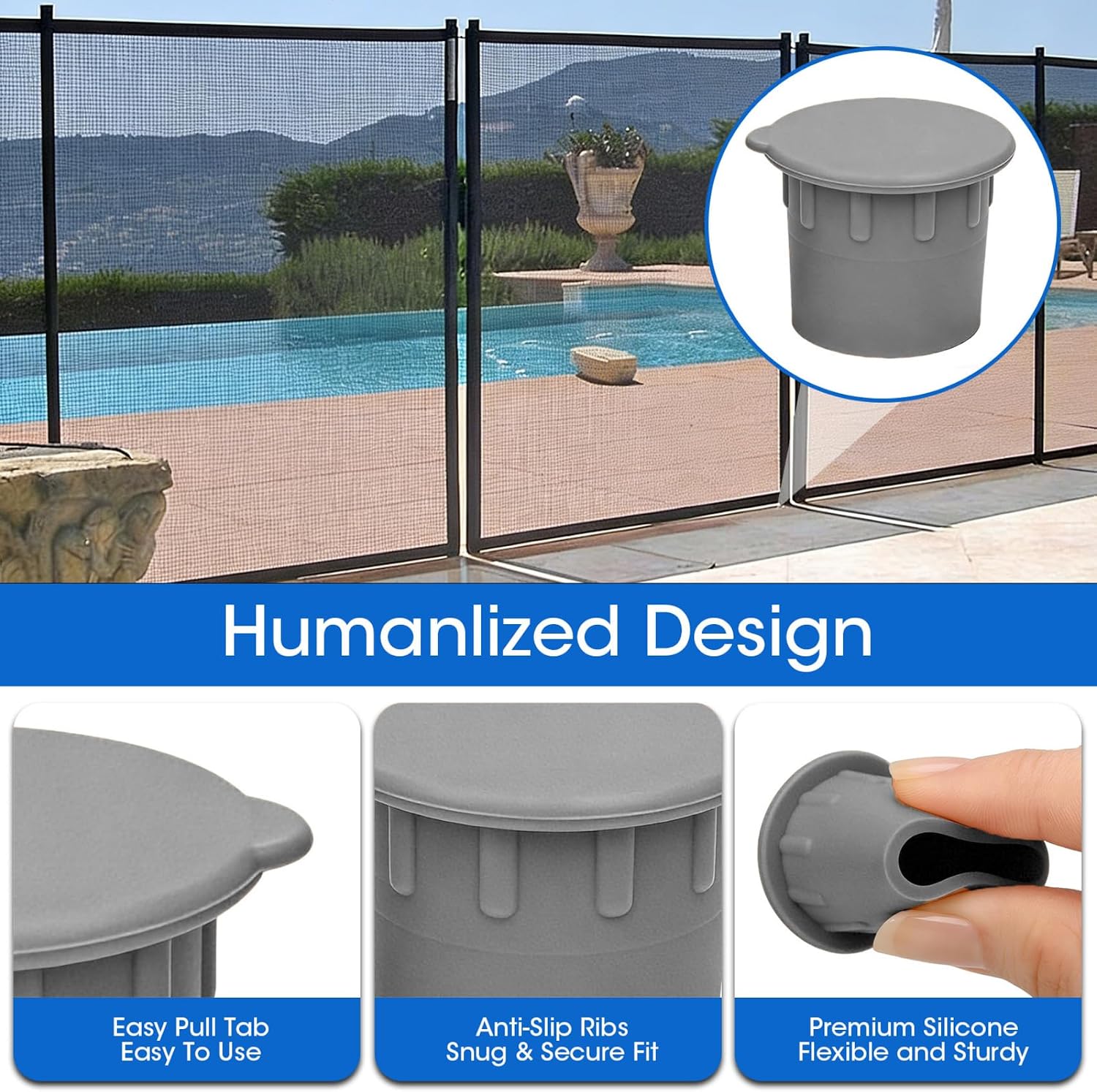 12pcs Silicone Pool Fence Hole Caps Patio Accessory Gray One Size image 5