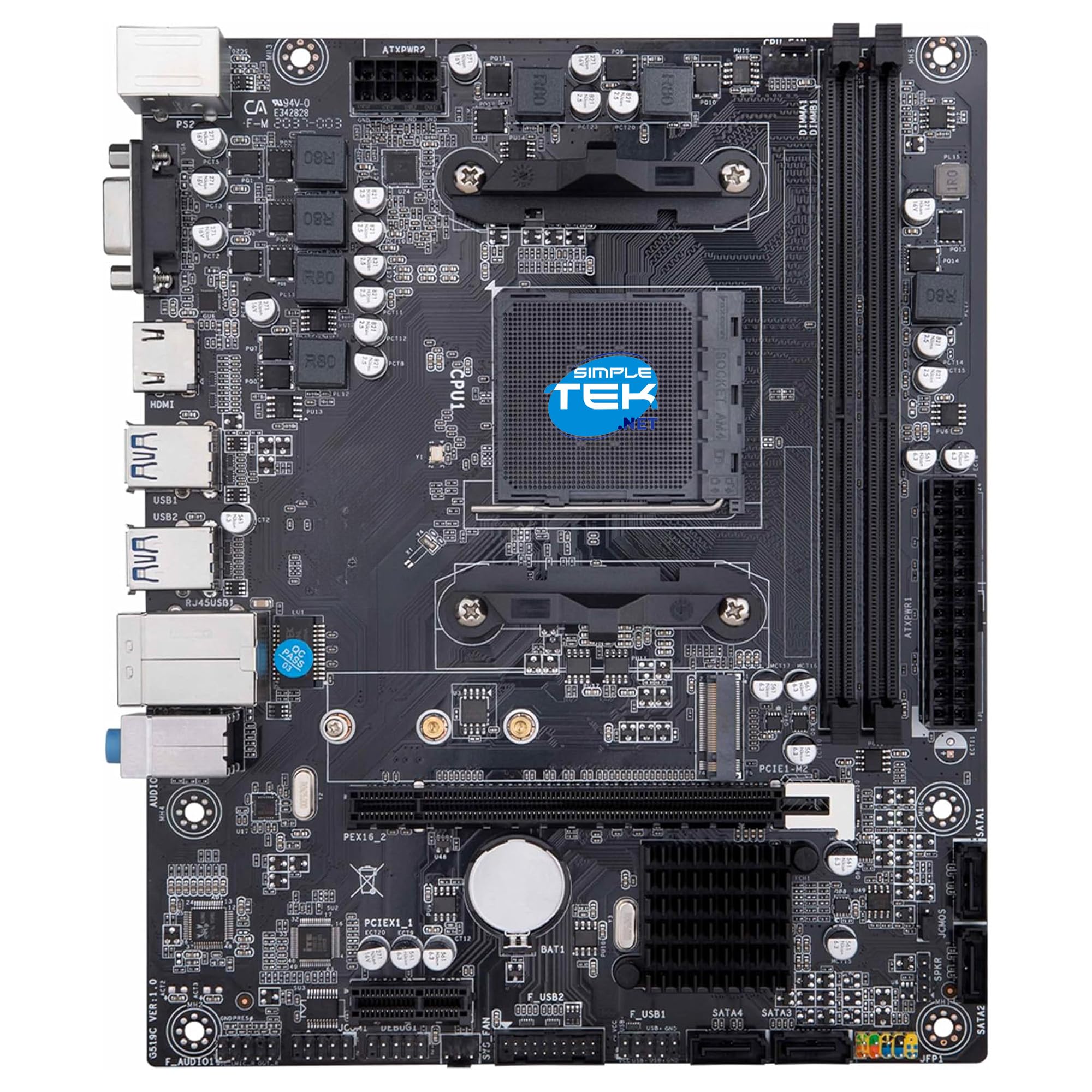 SIMPLETEK – Scheda Madre mATX Socket AM4 1331 | Chipset A320 | Supporto RAM DDR4, SATA3.0 6 Gbps, M.2 2280, VGA, HDMI, USB 3.2 5Gb/s