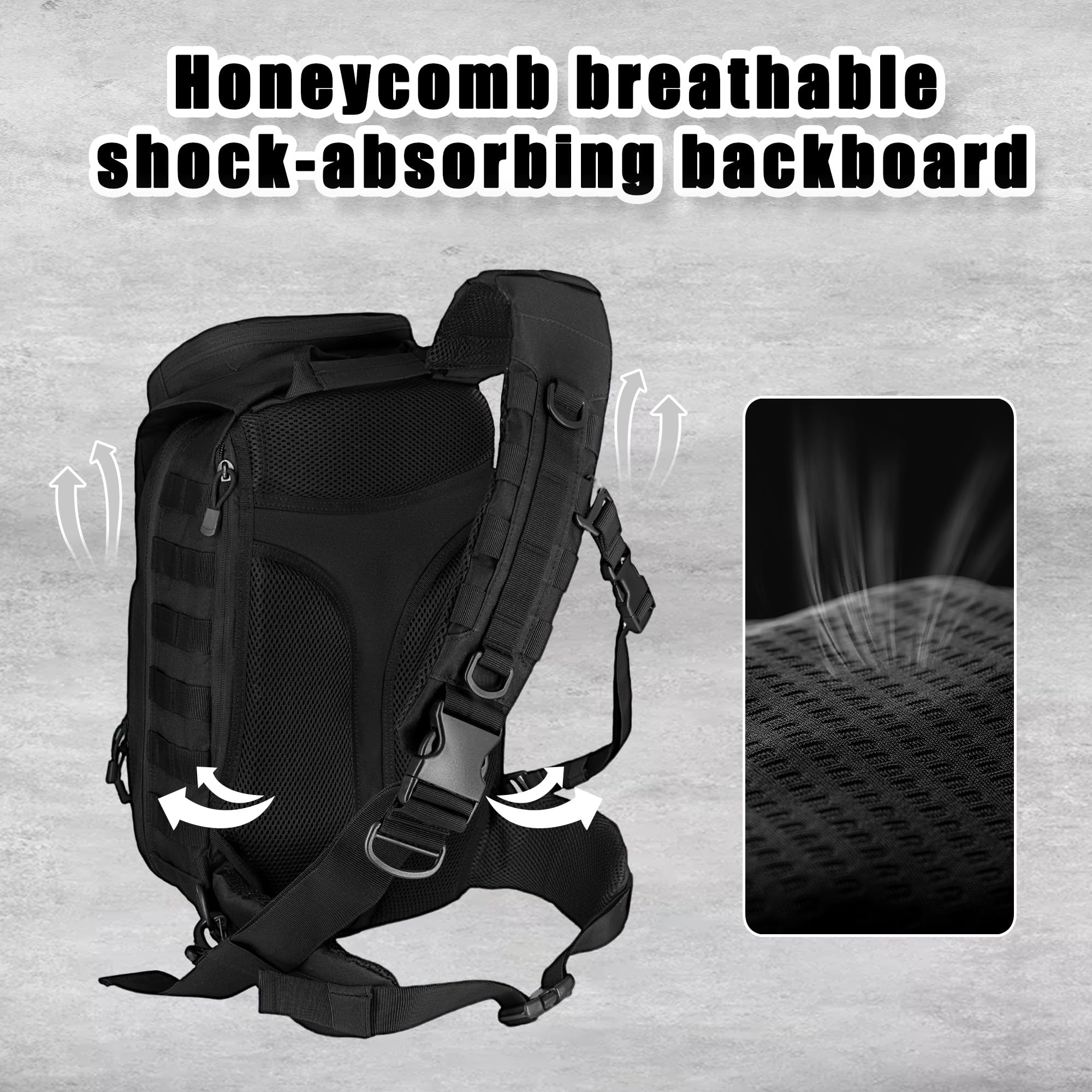 MANETTA Taktische Umhängetasche, Große Schultertasche mit abnehmbarem Hüftgurt, Crossbody EDC Tasche, Daypack mit Molle System, Rucksack für Reisen, Angeln, Wandern und Trekking