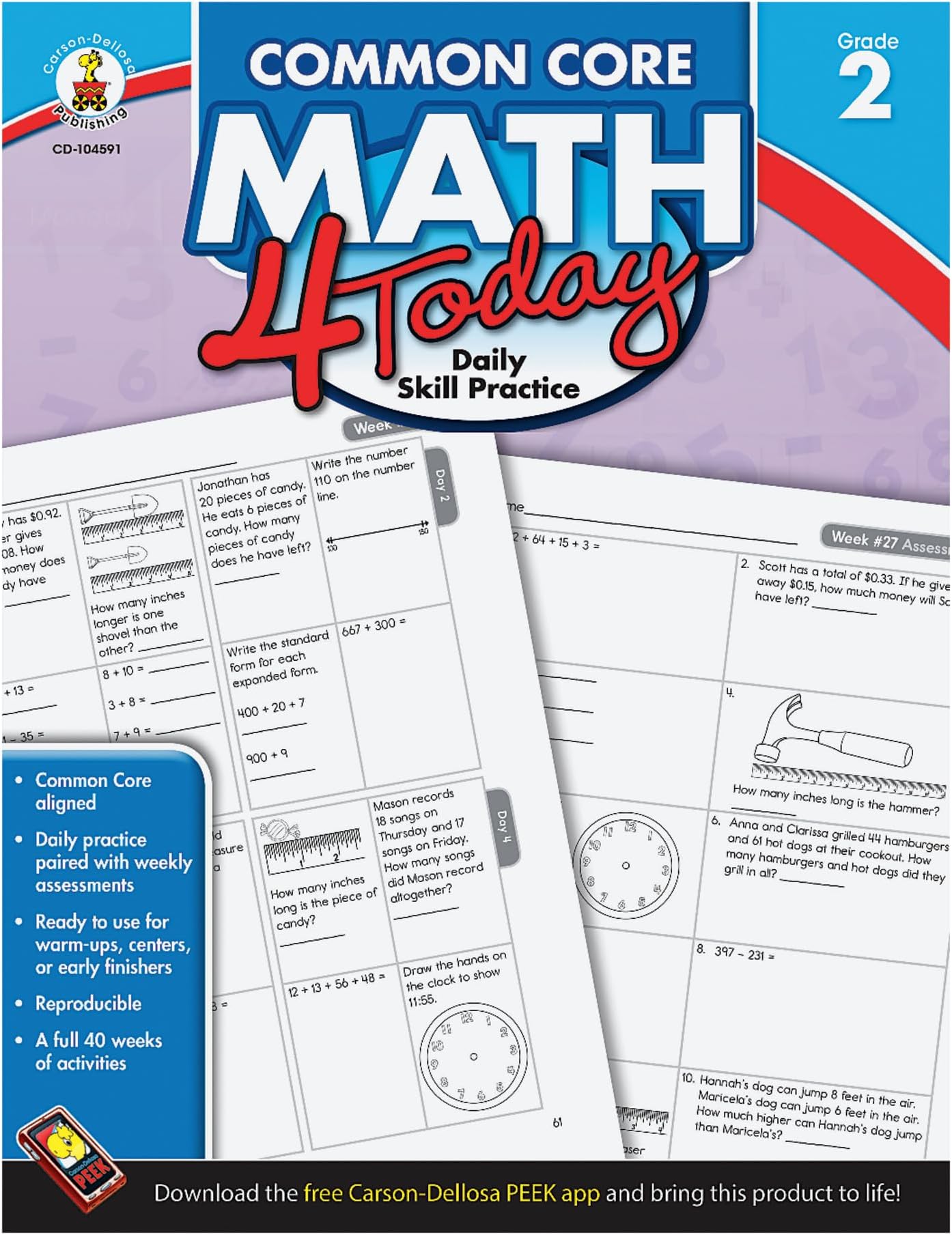 Common Core Math 4 Today, Grade 2: Daily Skill Practice Volume 5 (Common Core 4 Today) Paperback – Illustrated, 1 May 2013