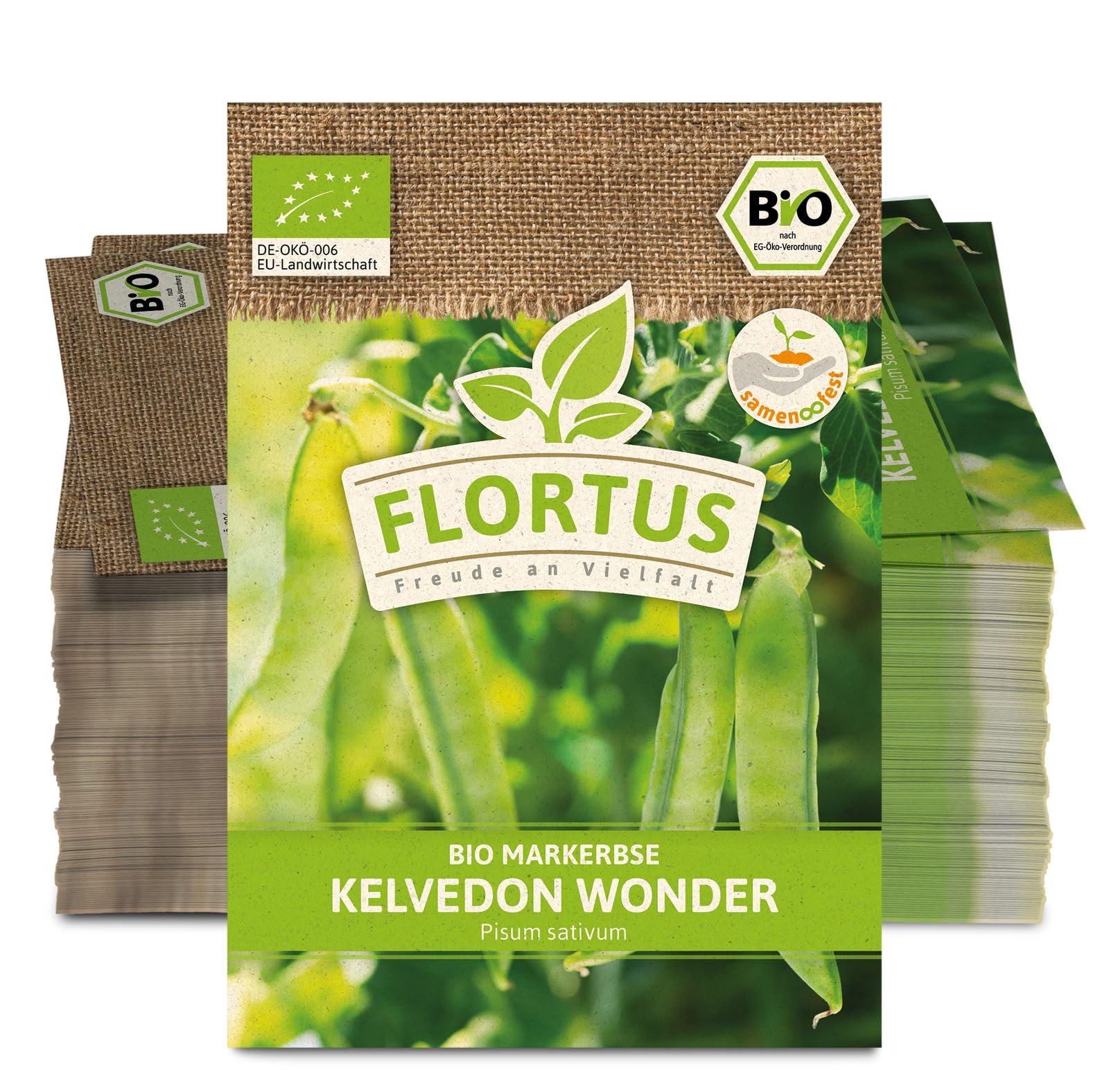 FLORTUS 2000-0519-100x Markerbse Kelvedon Wonder (100 Stück) (BIO Erbsensamen)