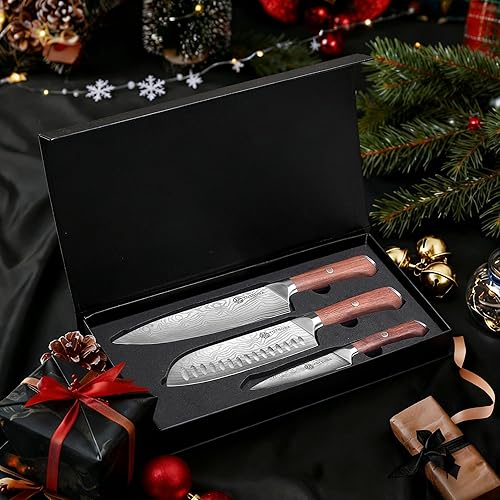 Miniatura 9 de YOTSUBA Kitchen Knives Set 3 PCS, Ultra Sharp Chef Knife Set High Carbon Stainless Steel Blade, for Home & Restaurant Use, With Smooth Ergonomic