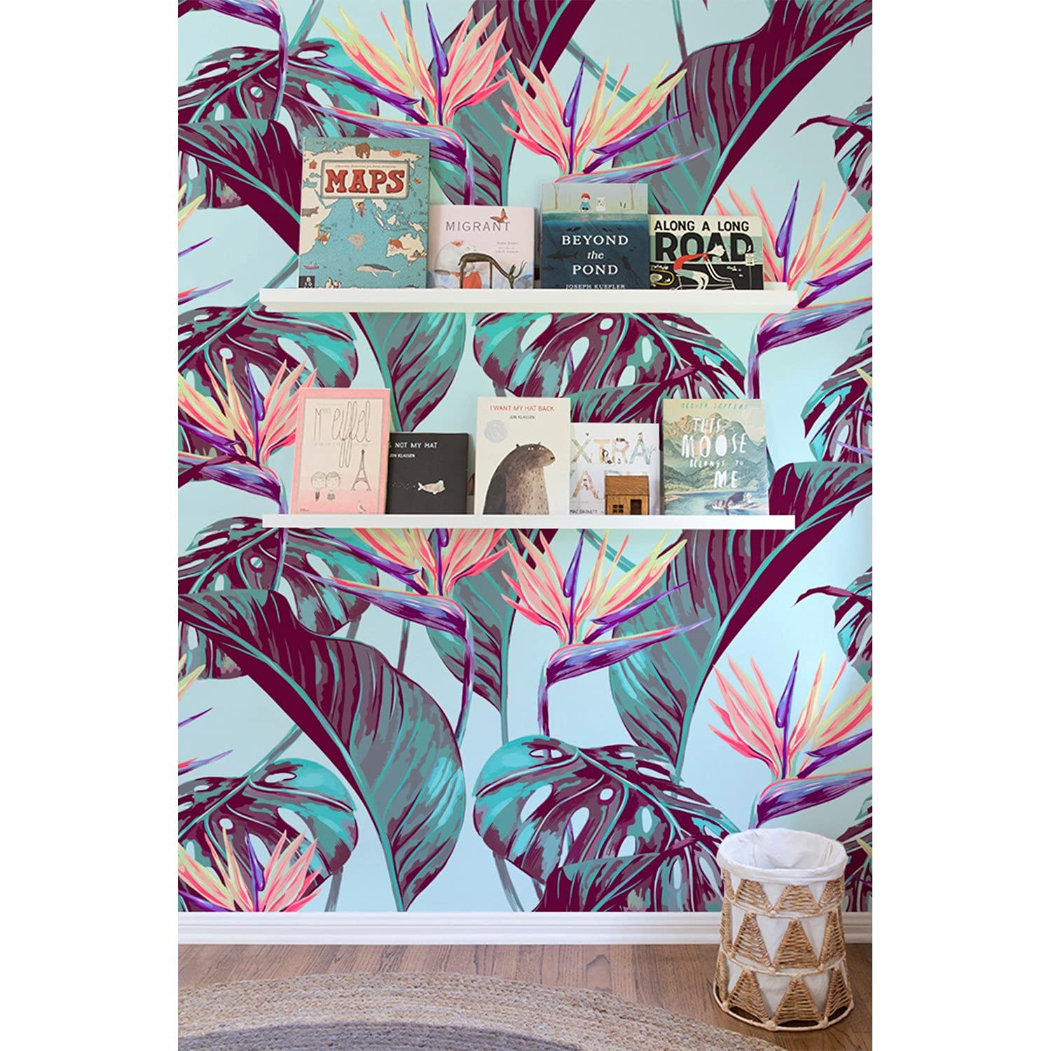 Papier peint feuilles tropicales 104x70cm muralo salon chambre