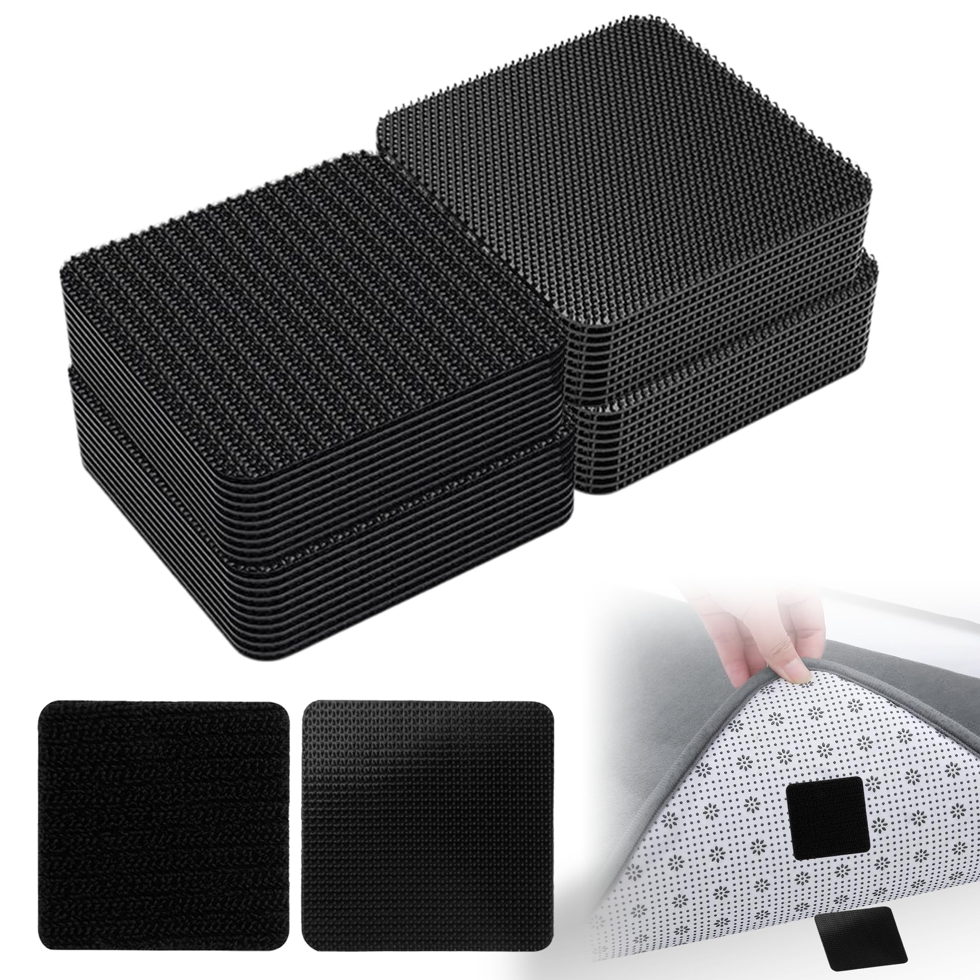 Carpet Grippers for Carpeted Floors 5 x 5 cm Plastic Non-Slip Rectangular Floor Sofa Cushion Boot Washable Reusable Sticky Grips to Prevent Carpet Slipping-image-31