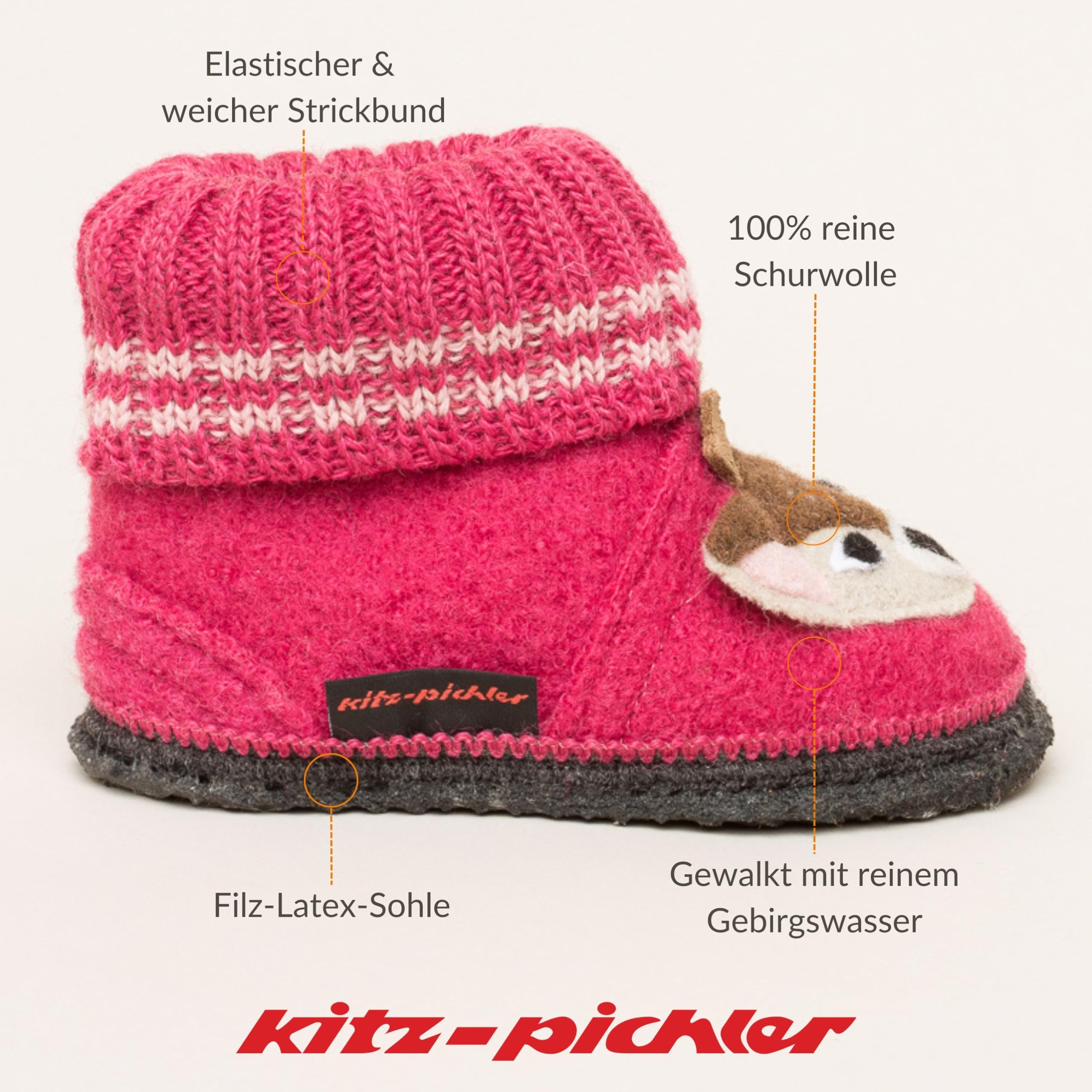 Kinder-Hüttenschuhe Kauns Reh für Jungen & Mädchen