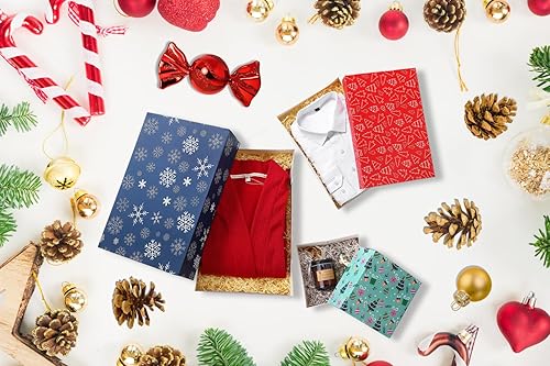 Miniatura 6 de NUJOVI 13 cajas de regalo de Navidad con tapas, hermosas cajas surtidas para envolver regalos con cajas de bata de 4 pulgadas de profundidad y caja