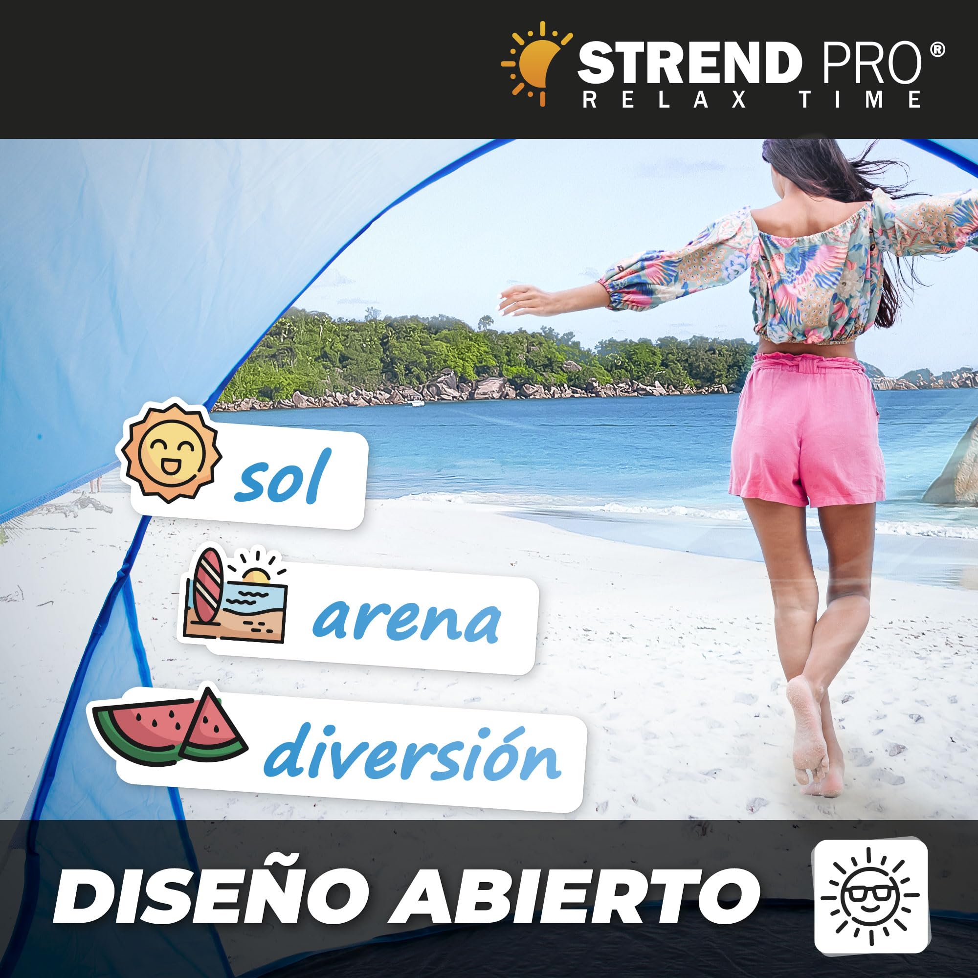 STREND PRO Tienda de campaña Pop Up 190x120x90 cm Protección UV Playa