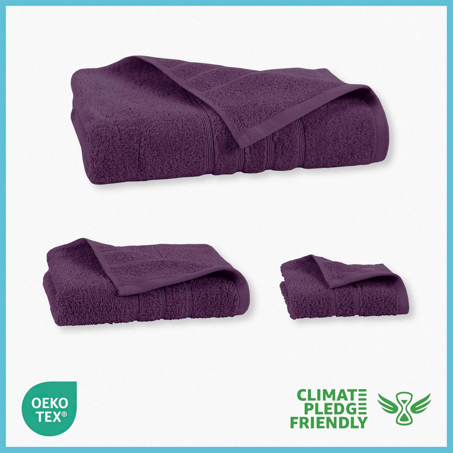 Martex 6-Piece Towel Set – Ultimate Performance – 100% Cotton – 2 Bath Towels – 2 Hand Towels – 2 Wash Cloths – Versatile – Low-Linting – Supersoft & Absorbent Bathroom Set – Easy Care – Dark Purple