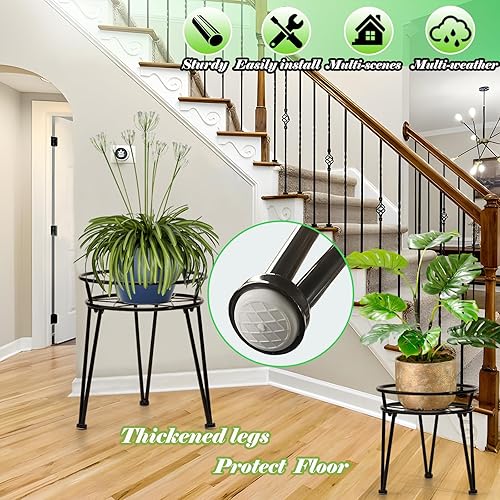 Miniatura 4 de Paquete de 3 soportes de metal para plantas al aire libre en interiores, soportes de hierro inoxidable para macetas al aire libre, soporte